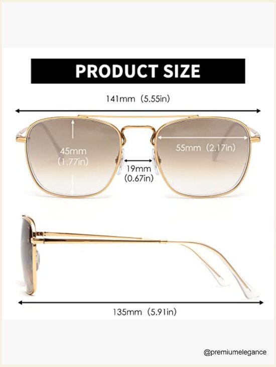Retro Square Aviator Sunglasses Premium Glass Lens Flat Metal Eyewear main image 7